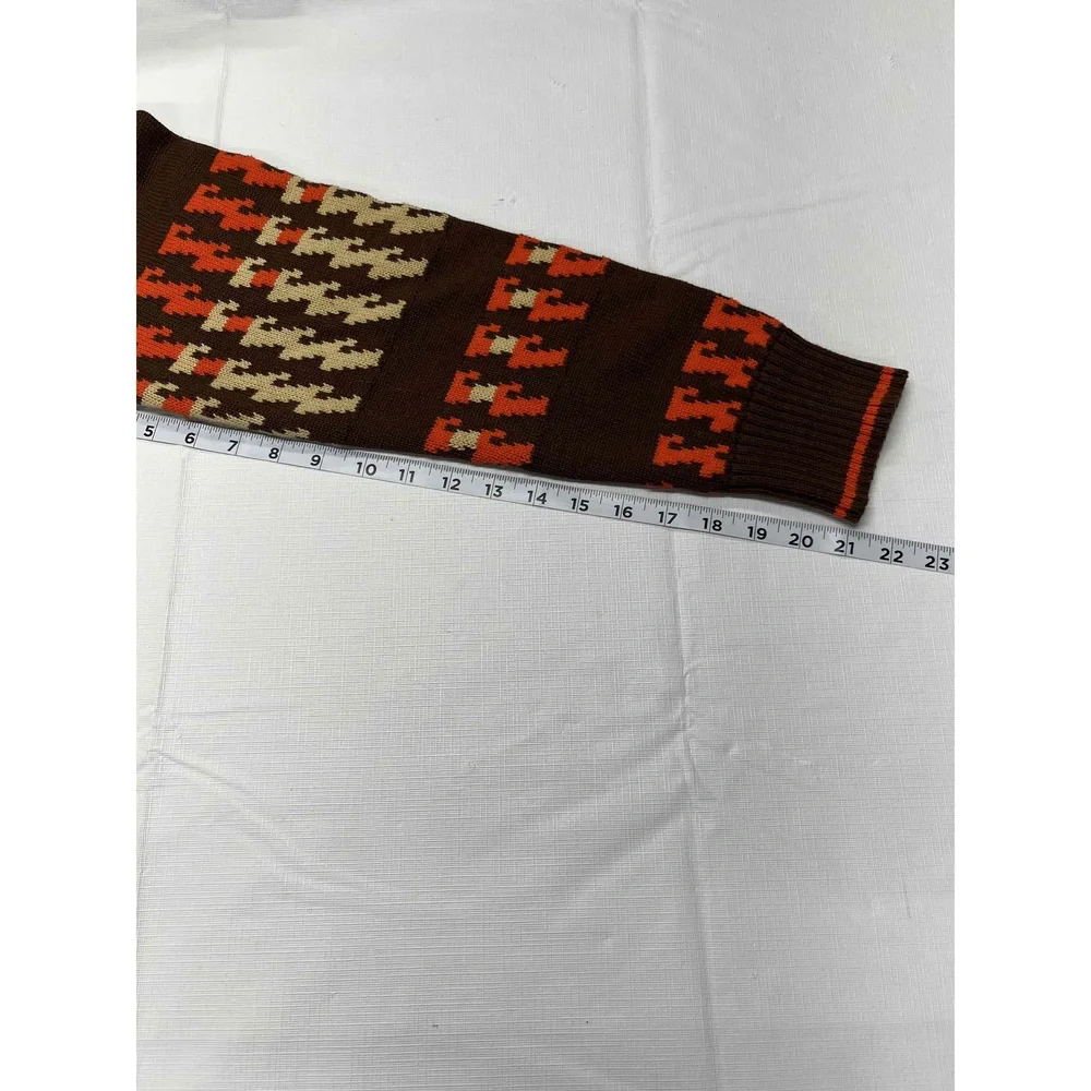 Vintage Enyce Cotton‎ Geo Brown Orange Mens Fair Isle Hip Hop Sweater XL